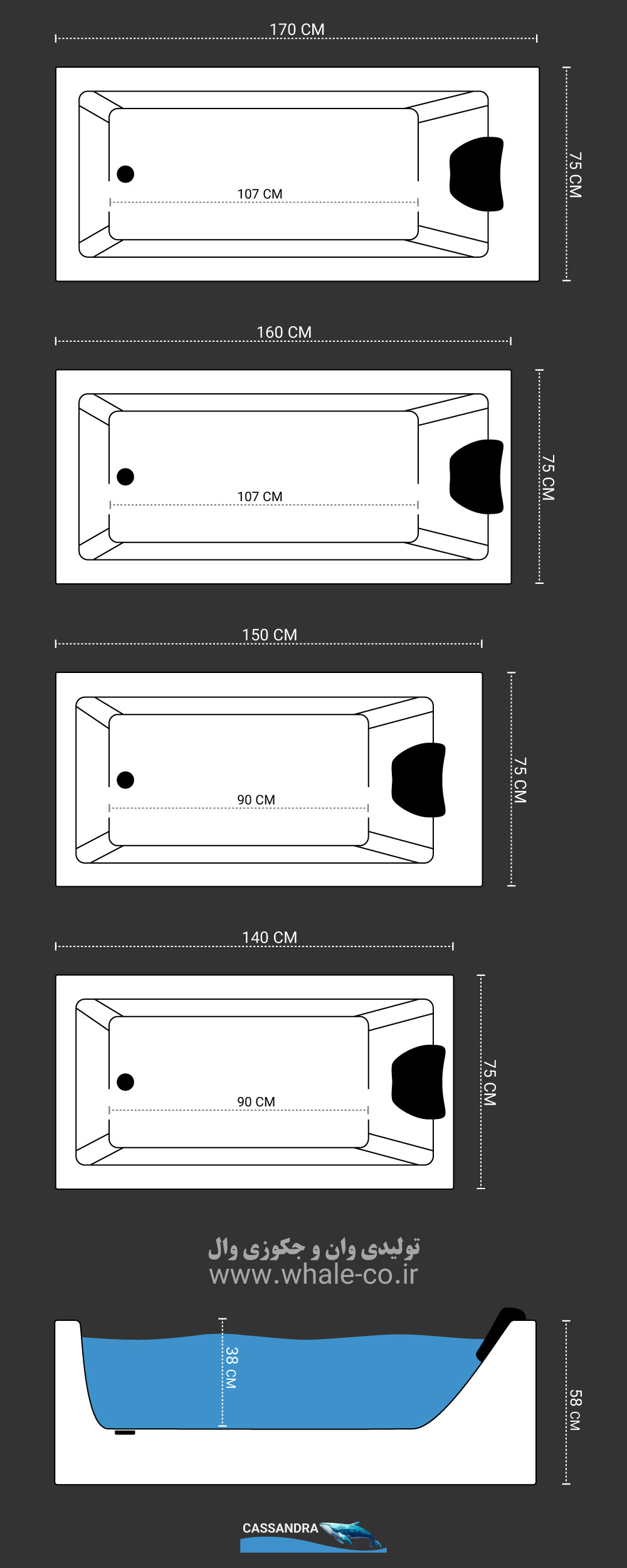 تولیدی وان و جکوزی وال - وان حمام کاساندرا